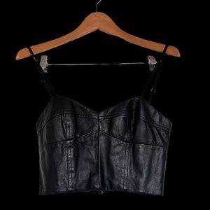 BCBG Max Azria | Faux Leather Bustier Top | Black | Small